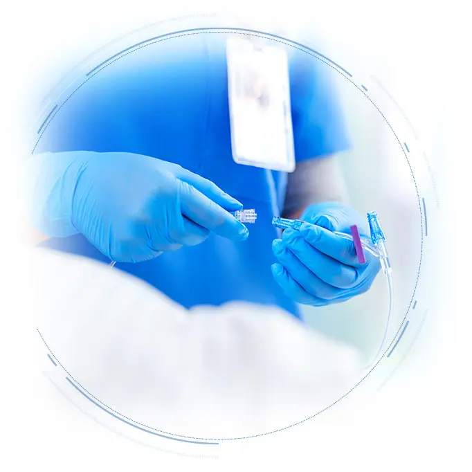 nurse with IV connectors
